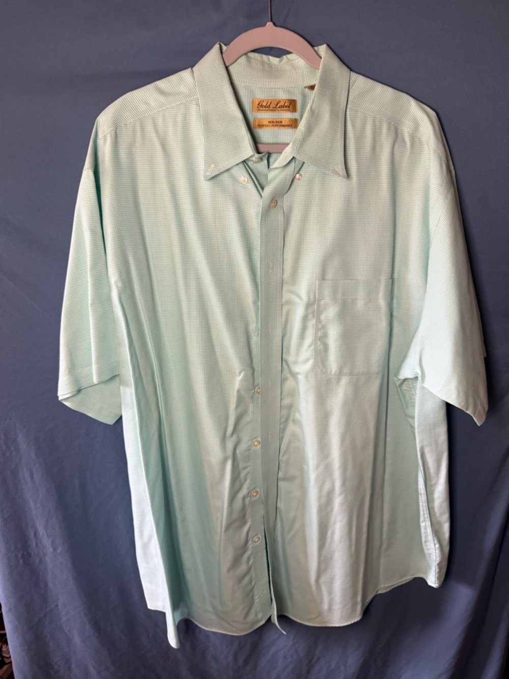Roundtree & Yorke Gold Label Light Mint Short-Sleeve Button-Down Shirt
